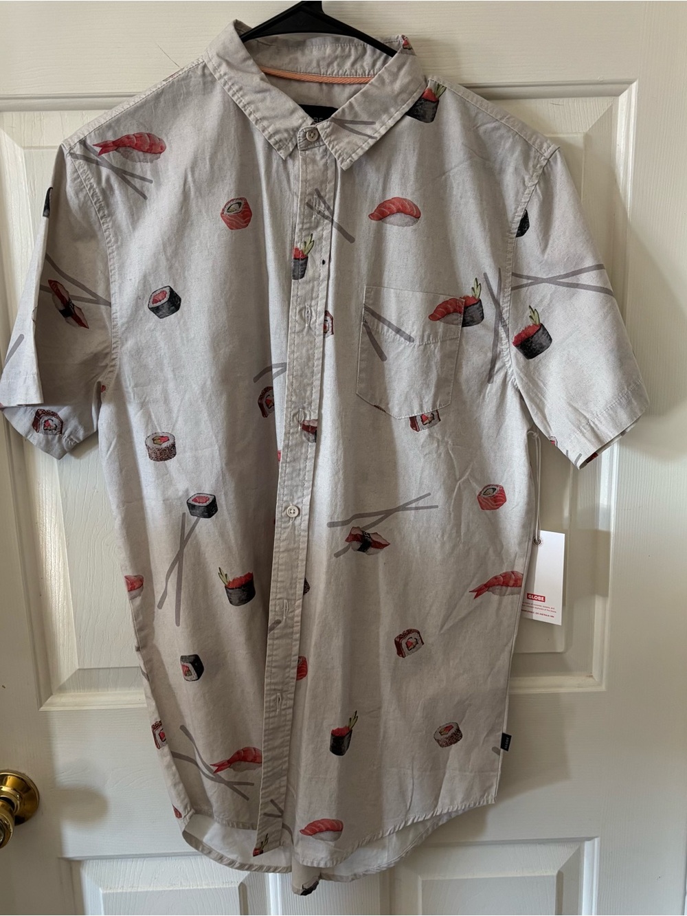 Men Short Sleeve Button Up w/Sushi prints SZ Small NWT
